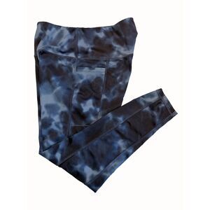 Danskin Blue Tie Dye High Waist Pocket Leggings Large